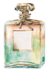 Watercolor perfume bottle with pastel colors