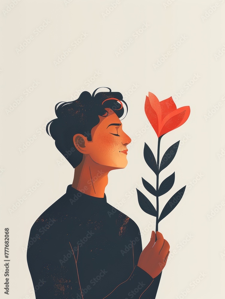 Poster affirmation card: developing self-compassion skills generative ai