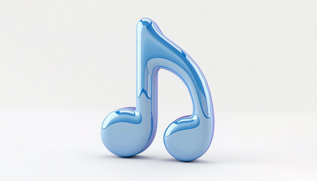 Glossy blue musical note 3d illustration. Eighth notes, quavers symbol.