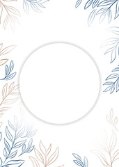 Hand drawn floral outline round frame