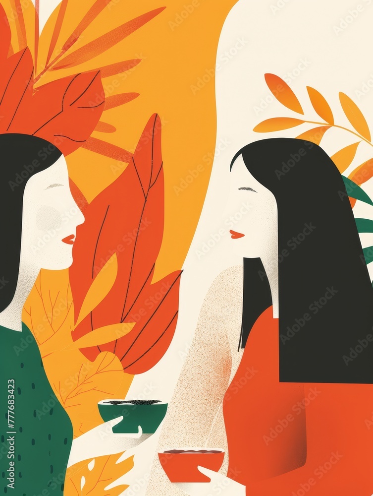 Poster affirmation card illustration: networking at an event generative ai