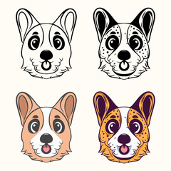 Hand drawn vector dog set