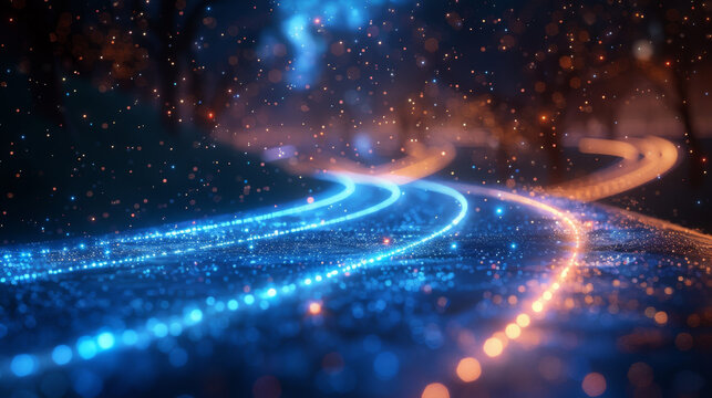 Blue light streak, fiber optic, speed line, futuristic background for 5g or 6g technology wireless data transmission, high-speed internet in abstract. internet network concept. vector design. - Powered by Adobe