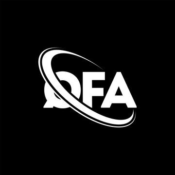 QFA logo. QFA letter. QFA letter logo design. Initials QFA logo linked with circle and uppercase monogram logo. QFA typography for technology, business and real estate brand.