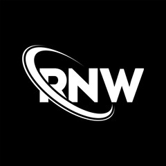 RNW logo. RNW letter. RNW letter logo design. Initials RNW logo linked with circle and uppercase monogram logo. RNW typography for technology, business and real estate brand.