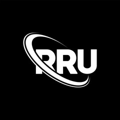 RRU logo. RRU letter. RRU letter logo design. Initials RRU logo linked with circle and uppercase monogram logo. RRU typography for technology, business and real estate brand.