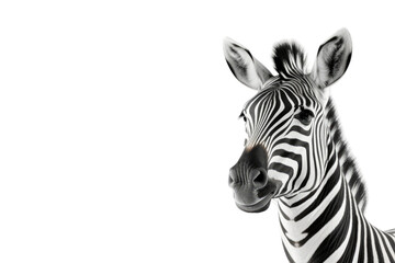 Fototapeta na wymiar Striped Elegance: Majestic Zebra Posing Against a Blank Canvas. White or PNG Transparent Background.