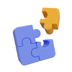 3d minimal difference concept. problem-solving. teamwork collaboration concept. jigsaw puzzle about to connect together. 3d illustration.