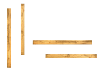 Wooden formwork boards (low-quality boards used on construction sites as auxiliary boards, e.g. for bricklaying) - on isolated transparent background.