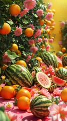Obraz na płótnie Canvas Polychromatic melons symbolizing paradise