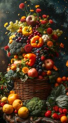 Vegetable baskets morph into fantastical, colorful pigs on distant planets