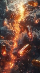 Vivid capsules exploding with energy in a thunderstorm - obrazy, fototapety, plakaty