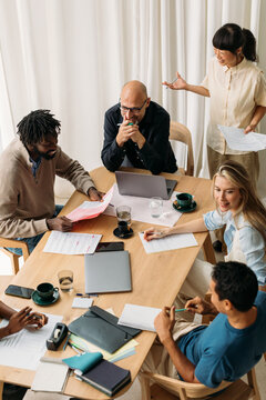 Happy team meeting in office
