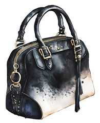 Elegant watercolor painted black handbag