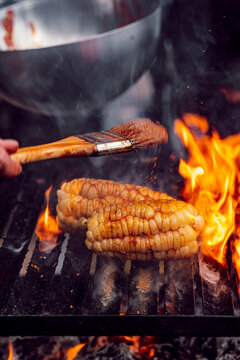 Cooking Barbecue corn