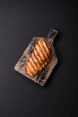 Delicious fresh grilled chicken fillet with spices and herbs