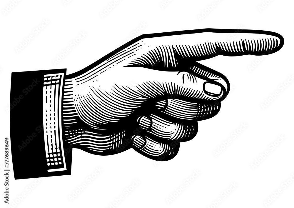 Aufkleber hand pointer with index finger sketch png