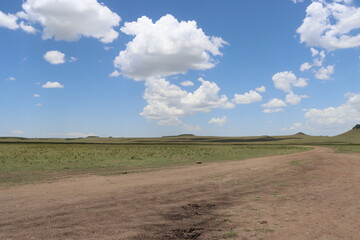 Fototapeta na wymiar landscape with road and clouds in Masai Mara national park