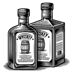 Fototapeta na wymiar Whiskey bottle sketch PNG
