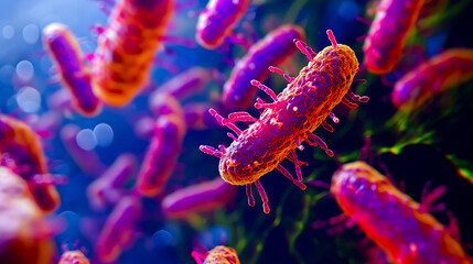 Cholera vibrio is a species of Gram-negative facultatively anaerobic motile bacteria of the genus Vibrio under the microscope. 3d visualization.