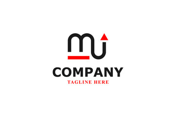 letter m and u arrow minimal logo