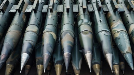 Fototapeta premium Array of Bullet Shells on Shelf