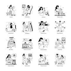 Modern Pack of Pregnancy Activities Flat Icons 

