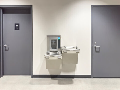 Water fountain in a corridor