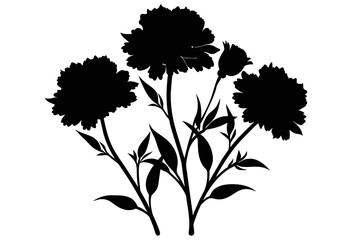 silhouette 'Blossoming Carnations' white background 