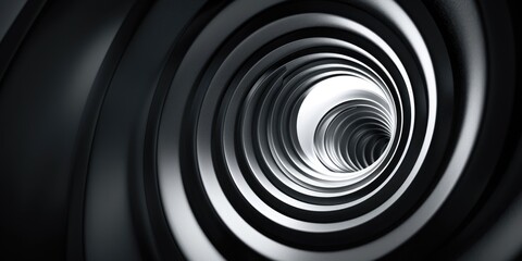 Abstract Monochrome Spiral Tunnel with a Light at the End