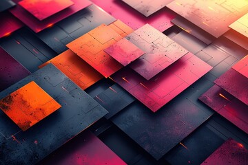 A colorful image of squares and rectangles with a dark blue background - obrazy, fototapety, plakaty