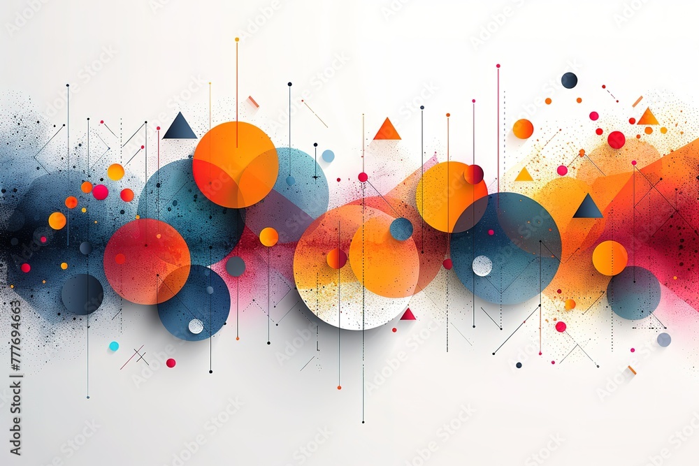 Aufkleber a colorful abstract painting with many different shapes and sizes of circles