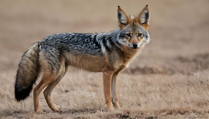 A-Jackal-With-Its-Fur-Fluffed-Up-Against-The-Cold-