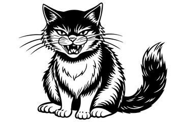 angry cat silhouette vector illustration