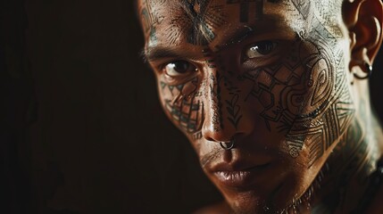 Heritage Story: Portrait of a Person with Traditional Facial Tattoos