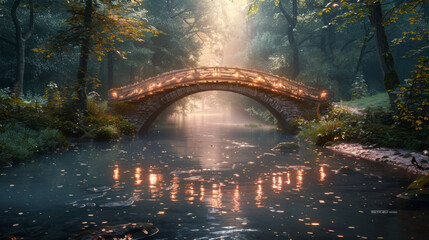 bridge in the fantasy forest.