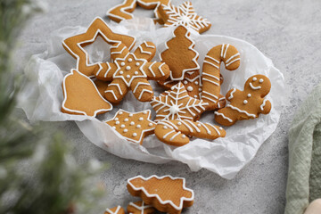 Delicious aromatic gingerbread. Christmas cookies.