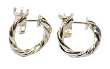 Twisted Hoop Earrings On Transparent Background.