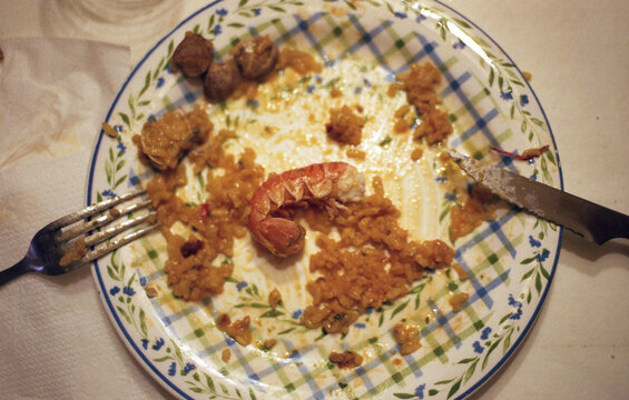 Unfinished Seafood Paella on Plate