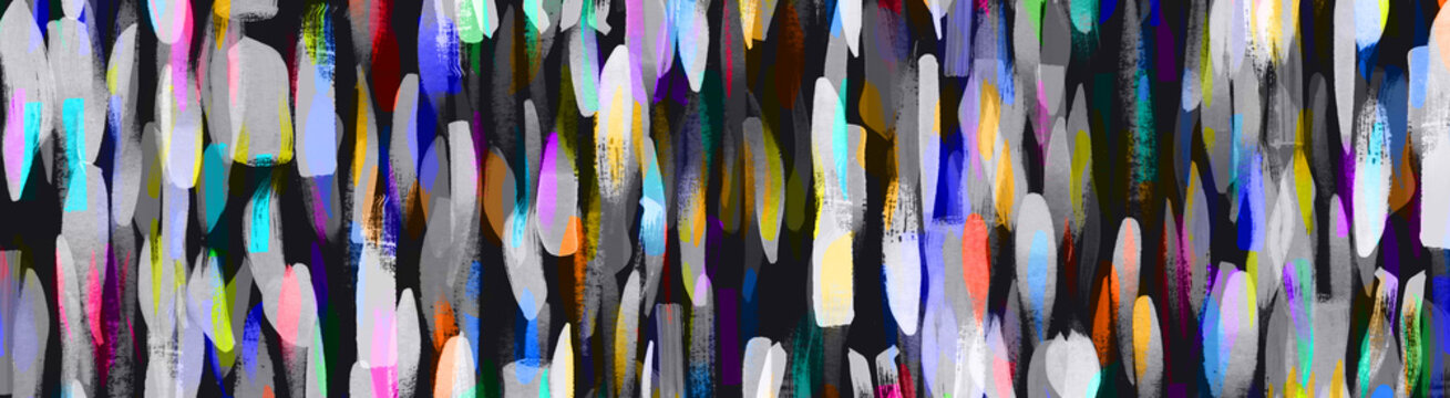 Color brush strokes pattern on dark background. Wide format banner
