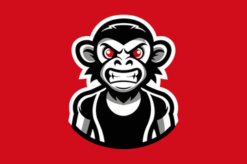 t shirt design for monky, bold line art, illustration, sticker