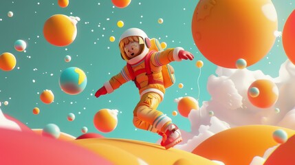 Vector art character, gulit, popping out of a flat design into 3D space,