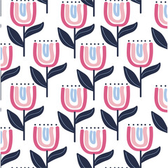  Abstract hand drawn pattern with flowers illustration design. 