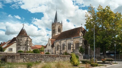 Fototapeta premium Majestic Church With Tall Steeple