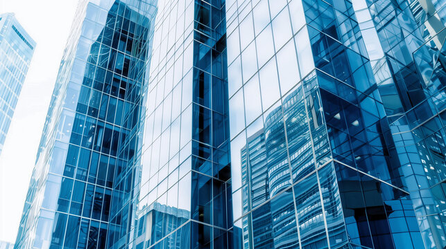 Title: "Glass Tower Reflections"

Art Description: Stock photos of modern glass office buildings reflecting urban skyline, emphasizing sleek design.