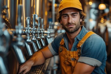 Brewmaster tasting craft beer in a brewery