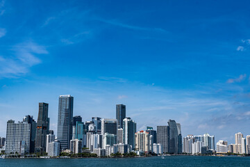Downtown Miami and the Atlantic Ocean as viewed from the Bridge from Key Biscayne