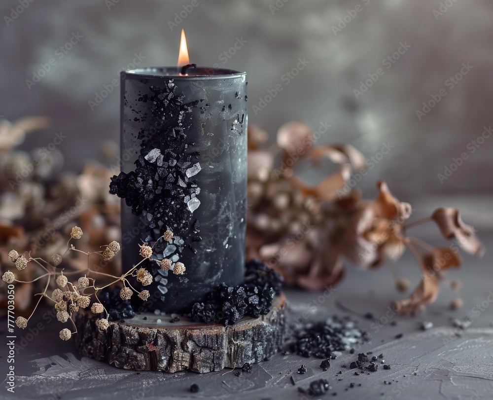 Wall mural black magic candle.