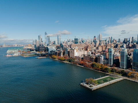 Manhattan drone view, New York City from above