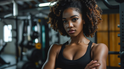 Portrait of a woman at the gym.